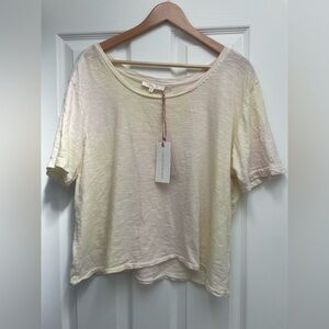 LoveShackFancy Calix Tee Tie Dye Pastel Pink Yellow 100% Cotton Shirt Top